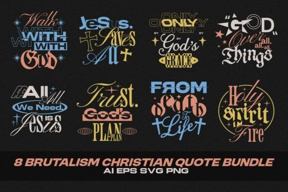 BRUTALISM CHRISTIAN QUOTES BUNDLE for Graphics & T-Shirts